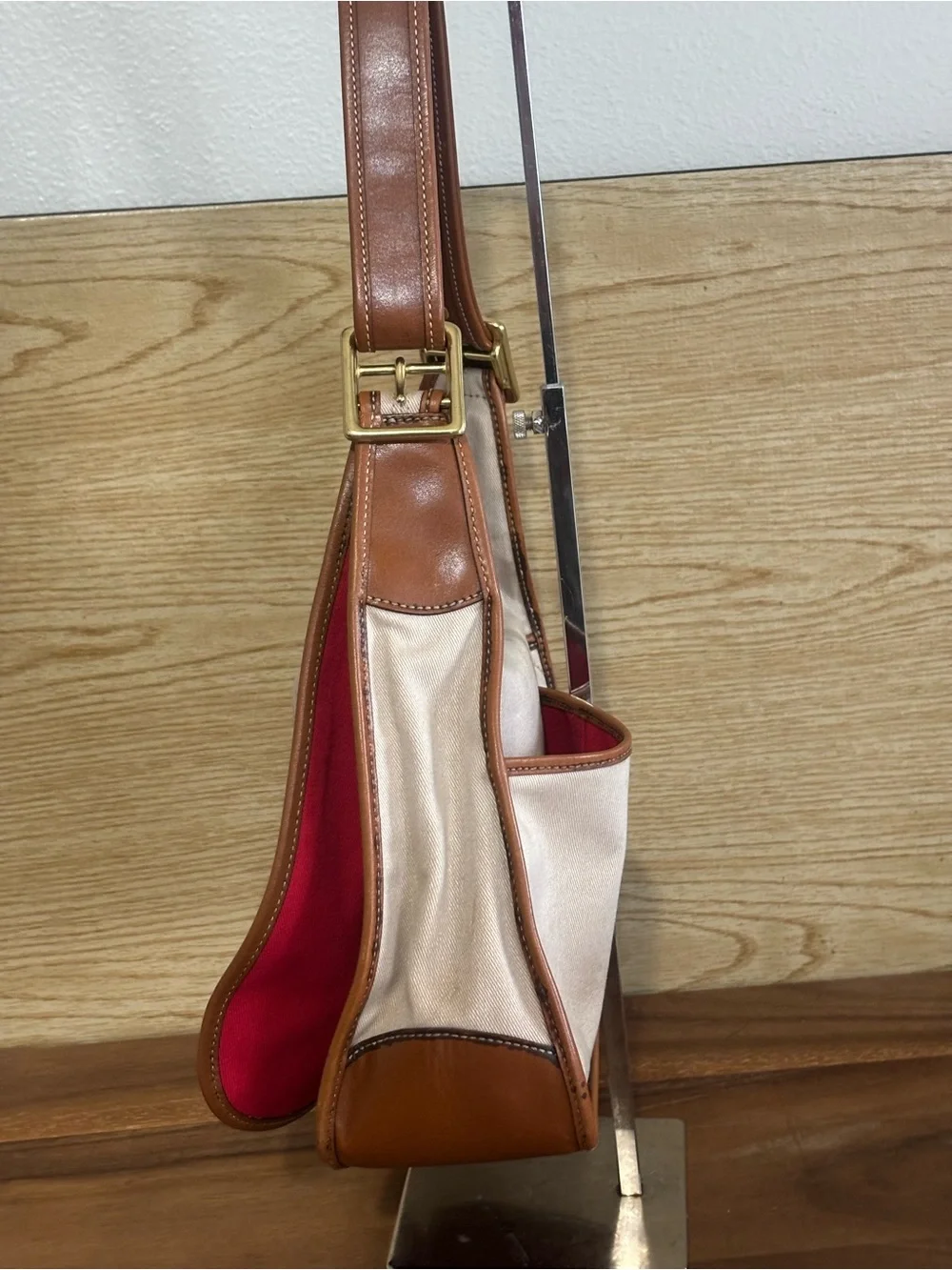 COACH Vintage Legacy Saddle Bag Cream Canvas & Tan Leather